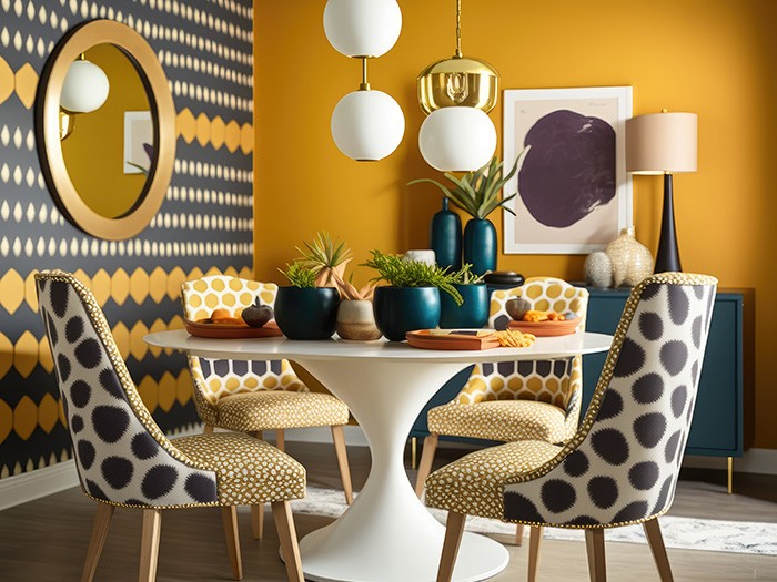 Incorporate pattern to set a room’s tone.